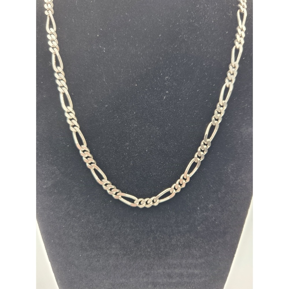 Lot Of 2 Stamped Sterling Silver Chains Link And Figaro Both 18" - Picture 4 of 15